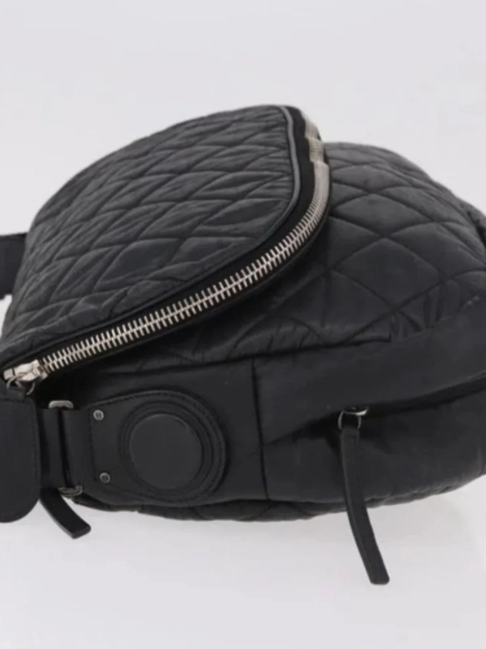 CHANEL Matelasse Shoulder Bag Coated Canvas Black Silver CC Auth bs35469